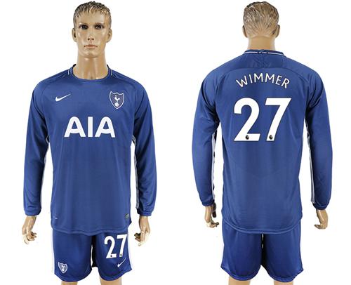 Tottenham Hotspur #27 Wimmer Away Long Sleeves Soccer Club Jersey